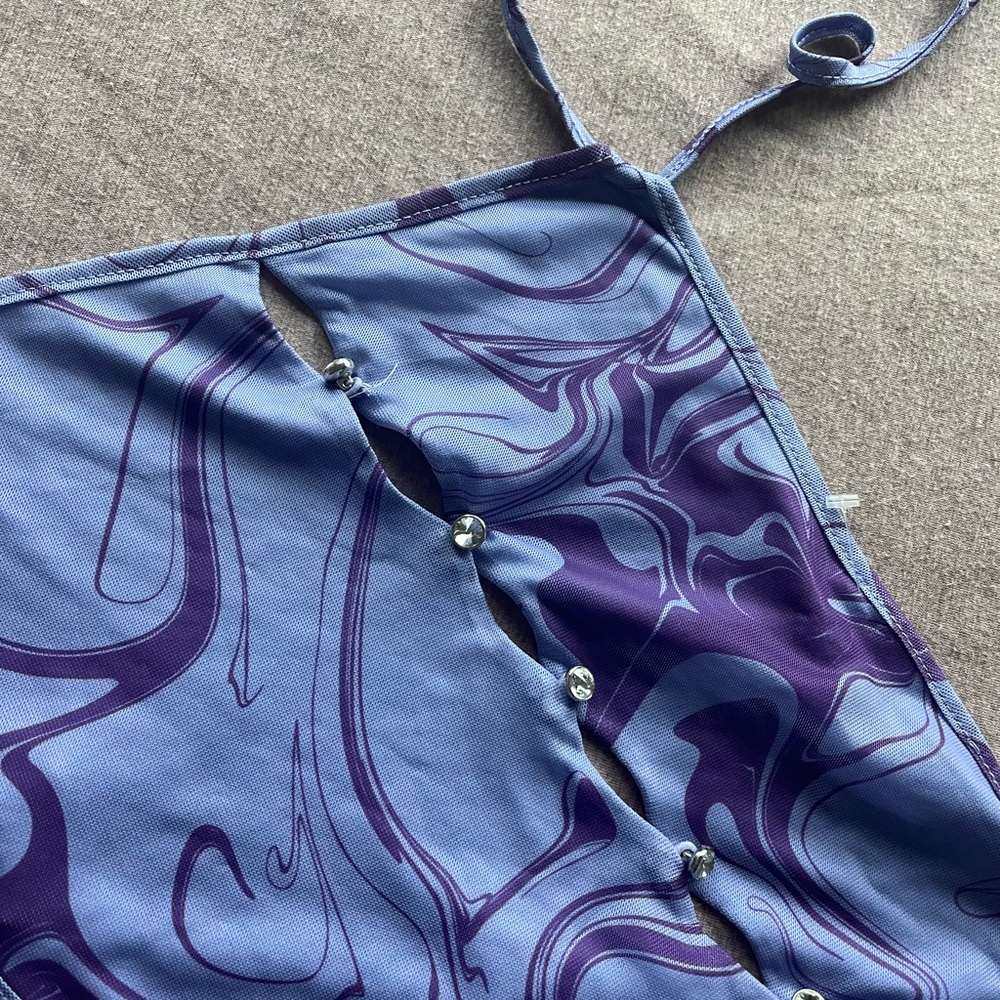 DOLLSKILL Purple swirly set (crop top & skirt); Small